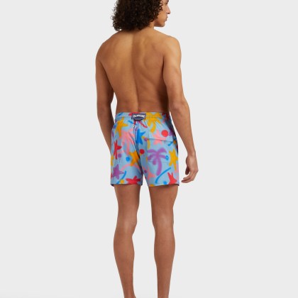 Vilebrequin - Kurze Spray Paint Stretch-badeshorts Für Herren - Vbq X Palm Angels - Bademode - Monrise - Blau - Größe XL – Bild 4