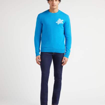 Vilebrequin - Turtle Rundhalspullover Aus Baumwolle Und Kaschmir Für Herren - Pullover - Rayol - Blau - Größe M – Bild 3