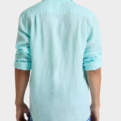 Vilebrequin - Einfarbiges Hemd Aus Leinen Für Herren - Hemd - Caroubis - Blau - Größe XXXL – Bild 4