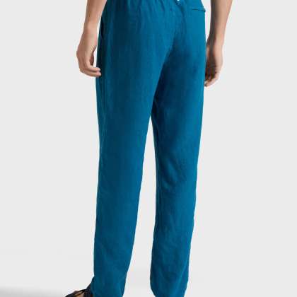 Vilebrequin - Solid Gerade Geschnittene Leinenhose Für Herren - Hose - Parc - Blau - Größe XXXL – Bild 4