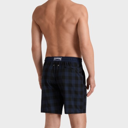 Vilebrequin - Lange Macro Check Tartan Badeshorts Aus Ultradünner Wolle Für Herren - Bademode - Okognus - Blau - Größe XXL – Bild 4