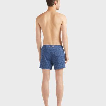 Vilebrequin - Kurze Fish Net Badeshorts Mit Flachem Bund Für Herren - Bademode - Menise - Blau - Größe XXXL