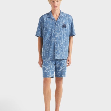 Vilebrequin - Hemd Aus Leichtem Denim Mit Starfish-print - Hemd - Graniers - Blau - Größe L – Bild 3