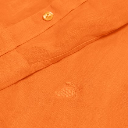 Vilebrequin - Einfarbiges Hemd Aus Leinen Für Herren - Hemd - Caroubis - Orange - Größe XXXL – Bild 3