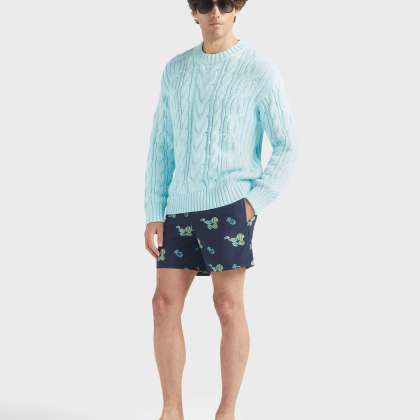 Vilebrequin - Herren Zopfmuster-baumwollpullover - Pullover - Philippe - Blau - Größe S – Bild 5