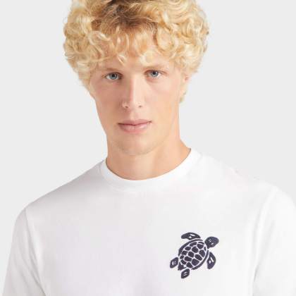 Vilebrequin - T-shirt Aus Bio-baumwolle Mit Aufgestickter, Großer Schildkröte Für Herren - T-shirt - Partisol - Weiss - Größe S – Bild 6