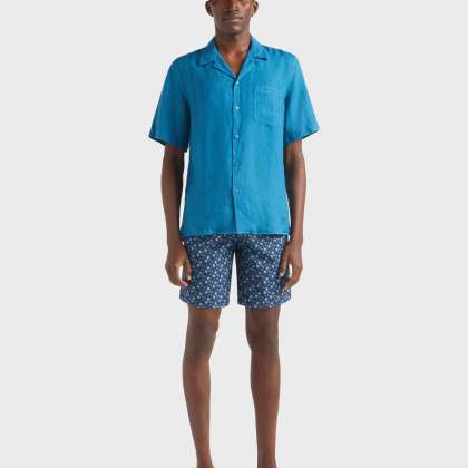 Vilebrequin - Solid Bowling-hemd Aus Leinen Für Herren - Hemd - Charli - Blau - Größe S – Bild 3