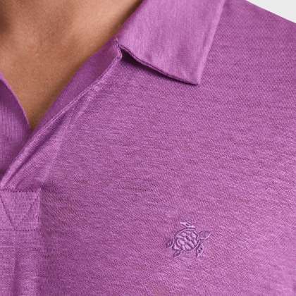 Vilebrequin - Einfarbiges Polohemd Aus Leinenjersey Für Herren - Polohemd - Pyramid - Violett - Größe L – Bild 5