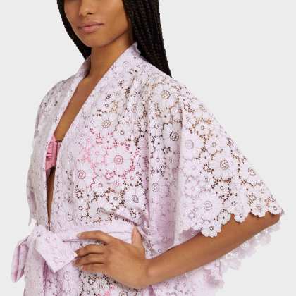 Vilebrequin - Damen Guipure-kimono Mit Blumen-spitze - Kimono - Kiyomi - Rosa - Größe OSFA – Bild 3