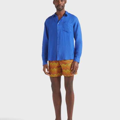 Vilebrequin - Einfarbiges Hemd Aus Leinen Für Herren - Hemd - Caroubis - Blau - Größe XXXL – Bild 3