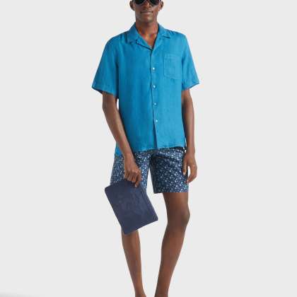 Vilebrequin - Solid Bowling-hemd Aus Leinen Für Herren - Hemd - Charli - Blau - Größe S – Bild 5