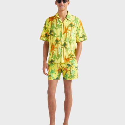 Vilebrequin - Ultraleichte Und Verstaubare Palms Offset Badeshorts Für Herren - Bademode - Mahina - Gelb - Größe L – Bild 5