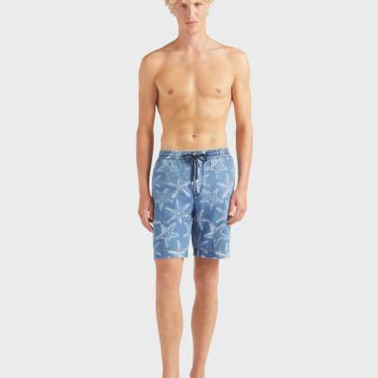 Vilebrequin - Bermudashorts Aus Leichtem Denim Mit Starfish-print Für Herren - Bermuda - Levant - Blau - Größe 40 – Bild 3