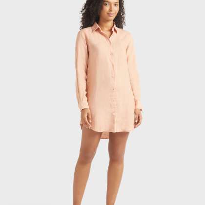 Vilebrequin - Solid Hemdkleid Aus Leinen Für Damen - Kleid Im Hemd-stil - Fragance - Rosa - Größe M – Bild 3