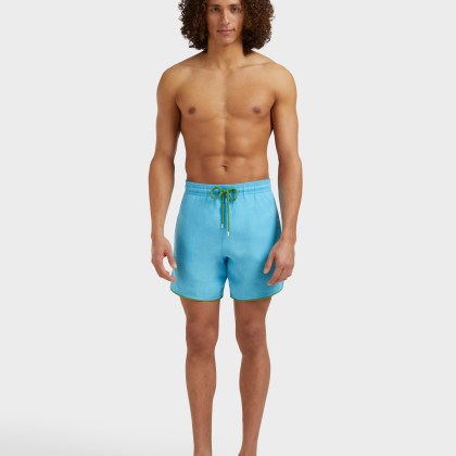 Vilebrequin - Solid Badeshorts Aus Leinen Für Herren - Bademode - Mallorca - Blau - Größe XL – Bild 3