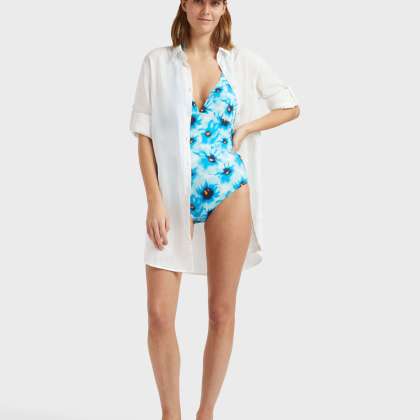 Vilebrequin - Solid Hemdkleid Aus Leinen Für Damen - Kleid Im Hemd-stil - Fragance - Weiss - Größe M – Bild 5