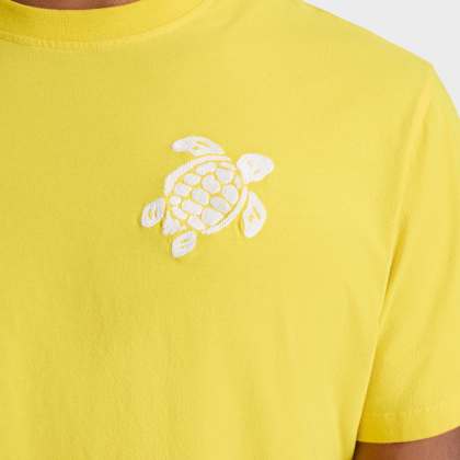 Vilebrequin - T-shirt Aus Bio-baumwolle Mit Aufgestickter, Großer Schildkröte Für Herren - T-shirt - Partisol - Gelb - Größe XL – Bild 5