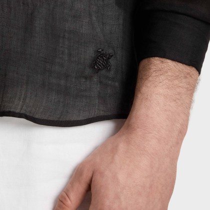 Vilebrequin - Solid Hemd Aus Ramie Für Herren - Hemd - Caracal - Schwarz - Größe XXL – Bild 5