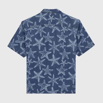 Vilebrequin - Hemd Aus Leichtem Denim Mit Starfish-print - Hemd - Graniers - Blau - Größe L – Bild 2