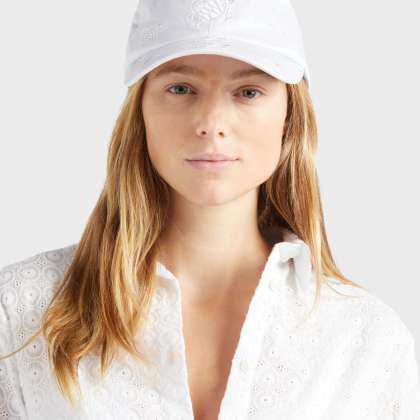 Vilebrequin - Bestickte Turtles All Over Schirmmütze - Mütze - Castle - Weiss - Größe OSFA