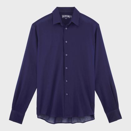 Vilebrequin - Leichtes Solid Unisex-hemd Aus Baumwollvoile - Hemd - Caracal - Blau - Größe 4XL Vilebrequin - Leichtes Solid Unisex-hemd Aus Baumwollvoile - Hemd - Caracal - Blau - Größe 4XL