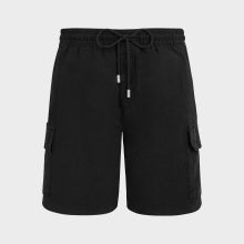 Vilebrequin - Einfarbige Leinen-bermudashorts Mit Cargotaschen Für Herren - Bermuda - Baie - Schwarz - Größe XL Vilebrequin - Einfarbige Leinen-bermudashorts Mit Cargotaschen Für Herren - Bermuda - Baie - Schwarz - Größe XL