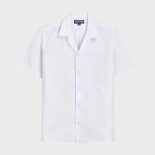 Vilebrequin - Herren-bowlinghemd Aus Leinen – Uni - Hemd - Courbis - Weiss - Größe L Vilebrequin - Herren-bowlinghemd Aus Leinen – Uni - Hemd - Courbis - Weiss - Größe L