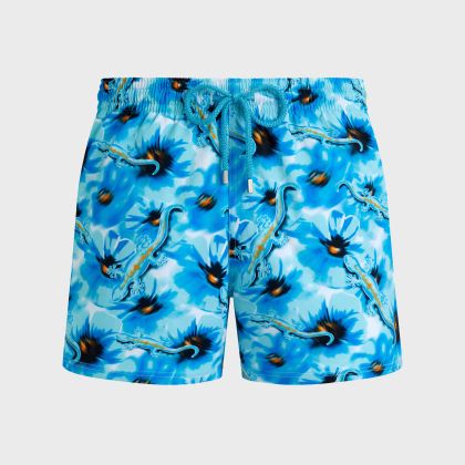 Vilebrequin - Kurze Poppies And Geckos Stretch-badeshorts Für Herren - Bademode - Monrise - Blau - Größe M Vilebrequin - Kurze Poppies And Geckos Stretch-badeshorts Für Herren - Bademode - Monrise - Blau - Größe M