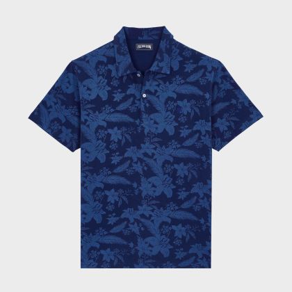 Vilebrequin - Baumwoll-polohemd Mit Lightening Flower-print Für Herren - Polohemd - Moussure - Blau - Größe S Vilebrequin - Baumwoll-polohemd Mit Lightening Flower-print Für Herren - Polohemd - Moussure - Blau - Größe S