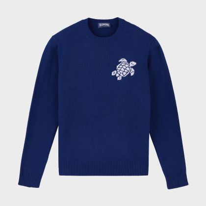 Vilebrequin - Turtle Rundhalspullover Aus Baumwolle Und Kaschmir Für Herren - Pullover - Rayol - Blau - Größe XXL Vilebrequin - Turtle Rundhalspullover Aus Baumwolle Und Kaschmir Für Herren - Pullover - Rayol - Blau - Größe XXL
