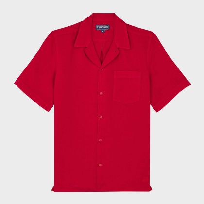 Vilebrequin - Solid Bowling-hemd Aus Leinen Für Herren - Hemd - Charli - Rot - Größe S Vilebrequin - Solid Bowling-hemd Aus Leinen Für Herren - Hemd - Charli - Rot - Größe S