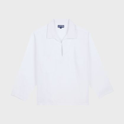 Vilebrequin - Solid Overshirt Aus Leinen Mit Mineralfarbstoff Für Herren - Hemd - Comores - Weiss - Größe XXXL Vilebrequin - Solid Overshirt Aus Leinen Mit Mineralfarbstoff Für Herren - Hemd - Comores - Weiss - Größe XXXL
