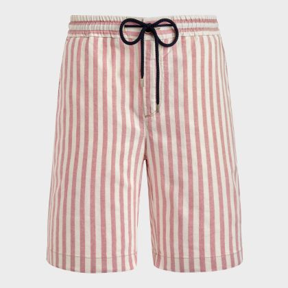 Vilebrequin - Gestreifte Bermudashorts Aus Baumwolle Und Leinen Für Herren - Bermuda - Levant - Rosa - Größe 30 Vilebrequin - Gestreifte Bermudashorts Aus Baumwolle Und Leinen Für Herren - Bermuda - Levant - Rosa - Größe 30