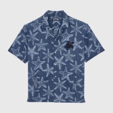 Vilebrequin - Hemd Aus Leichtem Denim Mit Starfish-print - Hemd - Graniers - Blau - Größe L Vilebrequin - Hemd Aus Leichtem Denim Mit Starfish-print - Hemd - Graniers - Blau - Größe L