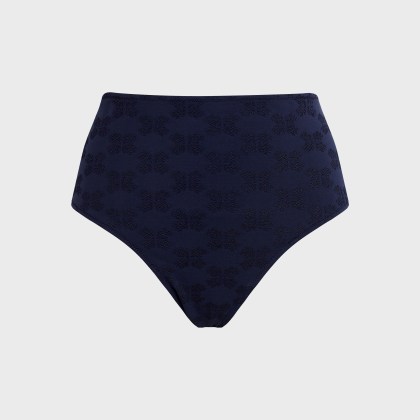Vilebrequin - Turtle Monogram Bikinihose Mit Hohem Bund Aus Jacquard Für Damen - Bademode - Frosty - Blau - Größe S Vilebrequin - Turtle Monogram Bikinihose Mit Hohem Bund Aus Jacquard Für Damen - Bademode - Frosty - Blau - Größe S