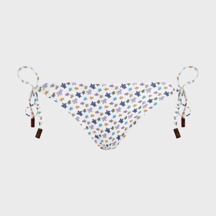 Vilebrequin - Micro Ronde Des Tortues Bikinihose Zum Seitlichen Binden Für Damen - Bademode - Flore - Weiss - Größe L Vilebrequin - Micro Ronde Des Tortues Bikinihose Zum Seitlichen Binden Für Damen - Bademode - Flore - Weiss - Größe L