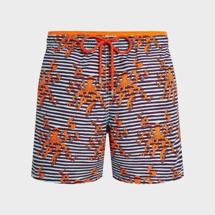 Vilebrequin - Zweifarbige Octopus Badeshorts Mit Streifen Für Herren - Bademode - Moka - Blau - Größe L Vilebrequin - Zweifarbige Octopus Badeshorts Mit Streifen Für Herren - Bademode - Moka - Blau - Größe L