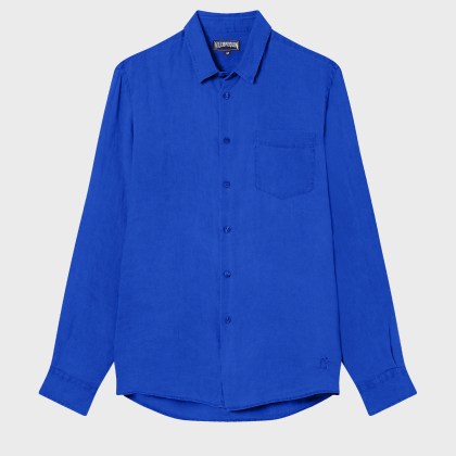 Vilebrequin - Einfarbiges Hemd Aus Leinen Für Herren - Hemd - Caroubis - Blau - Größe XXXL Vilebrequin - Einfarbiges Hemd Aus Leinen Für Herren - Hemd - Caroubis - Blau - Größe XXXL