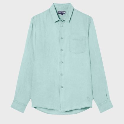 Vilebrequin - Einfarbiges Hemd Aus Leinen Für Herren - Hemd - Caroubis - Grün - Größe XL Vilebrequin - Einfarbiges Hemd Aus Leinen Für Herren - Hemd - Caroubis - Grün - Größe XL