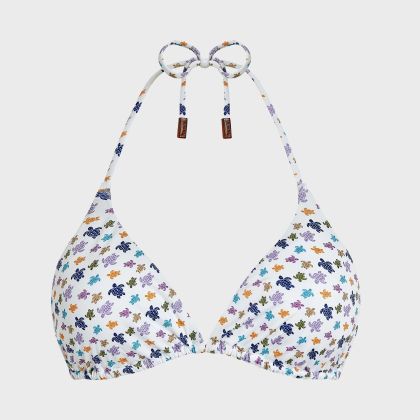 Vilebrequin - Micro Ronde Des Tortues Triangel-bikinioberteil Für Damen - Bademode - Fleur - Weiss - Größe XS Vilebrequin - Micro Ronde Des Tortues Triangel-bikinioberteil Für Damen - Bademode - Fleur - Weiss - Größe XS