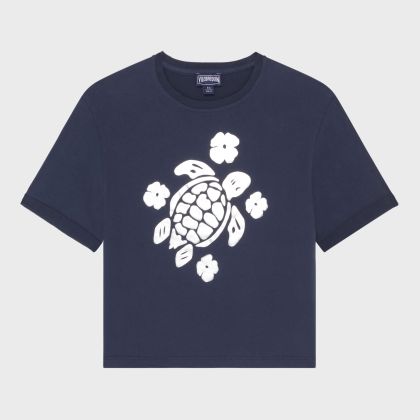 Vilebrequin - Verkürztes T-shirt Mit Glänzendem Schildkröten-print Für Mädchen - T-shirt - Galathe - Blau - Größe 14 Vilebrequin - Verkürztes T-shirt Mit Glänzendem Schildkröten-print Für Mädchen - T-shirt - Galathe - Blau - Größe 14