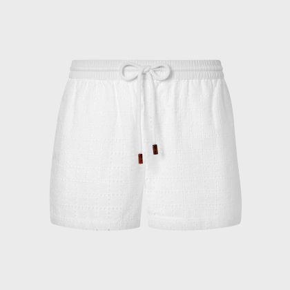 Vilebrequin - Damen Shorts Mit Geometrischer Lochstickerei - Shorty - Faiza - Weiss - Größe M Vilebrequin - Damen Shorts Mit Geometrischer Lochstickerei - Shorty - Faiza - Weiss - Größe M