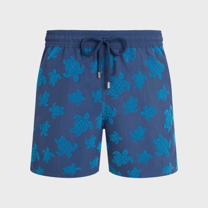 Vilebrequin - Beflockte Ronde Des Tortues Badeshorts Für Herren - Bademode - Moorea - Blau - Größe XL Vilebrequin - Beflockte Ronde Des Tortues Badeshorts Für Herren - Bademode - Moorea - Blau - Größe XL