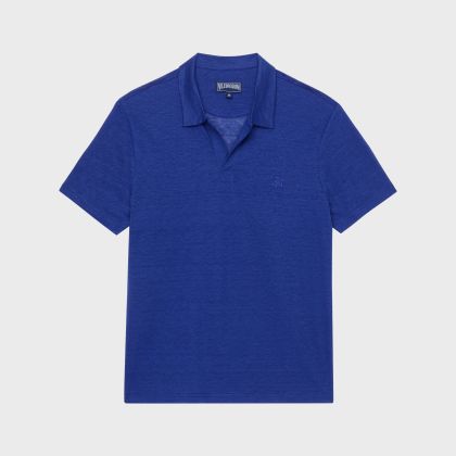 Vilebrequin - Einfarbiges Polohemd Aus Leinenjersey Für Herren - Polohemd - Pyramid - Blau - Größe S Vilebrequin - Einfarbiges Polohemd Aus Leinenjersey Für Herren - Polohemd - Pyramid - Blau - Größe S