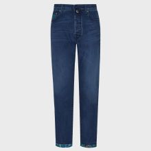 Vilebrequin - Tropical Flowers Denimhose Im 5-taschen-design Für Herren - Jeanshose - Gbetta18 - Blau - Größe 34 Vilebrequin - Tropical Flowers Denimhose Im 5-taschen-design Für Herren - Jeanshose - Gbetta18 - Blau - Größe 34