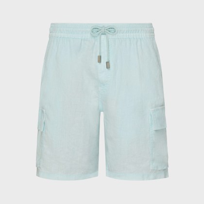 Vilebrequin - Natural Dye Leinen-bermudashorts Mit Cargotaschen Für Herren - Bermuda - Baie - Blau - Größe S Vilebrequin - Natural Dye Leinen-bermudashorts Mit Cargotaschen Für Herren - Bermuda - Baie - Blau - Größe S
