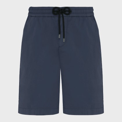 Vilebrequin - Men Satin Cotton Elastic Waist Bermuda Shorts Solid - Bermuda - Bartolo - Blau - Größe L Vilebrequin - Men Satin Cotton Elastic Waist Bermuda Shorts Solid - Bermuda - Bartolo - Blau - Größe L