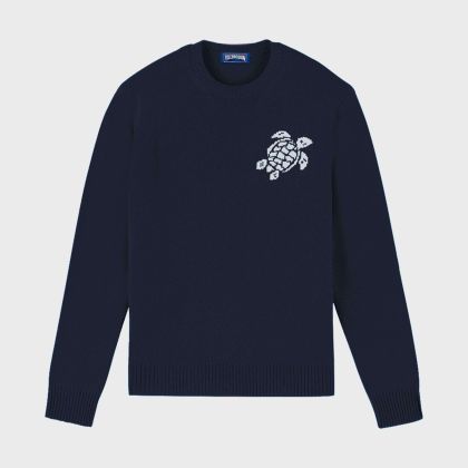 Vilebrequin - Turtle Rundhalspullover Aus Baumwolle Und Kaschmir Für Herren - Pullover - Payol - Blau - Größe XL Vilebrequin - Turtle Rundhalspullover Aus Baumwolle Und Kaschmir Für Herren - Pullover - Payol - Blau - Größe XL