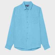 Vilebrequin - Einfarbiges Hemd Aus Leinen Für Herren - Hemd - Caroubis - Blau - Größe L Vilebrequin - Einfarbiges Hemd Aus Leinen Für Herren - Hemd - Caroubis - Blau - Größe L