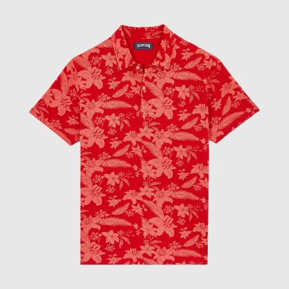Vilebrequin - Baumwoll-polohemd Mit Lightening Flower-print Für Herren - Polohemd - Moussure - Rot - Größe XXL Vilebrequin - Baumwoll-polohemd Mit Lightening Flower-print Für Herren - Polohemd - Moussure - Rot - Größe XXL